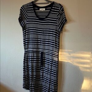 Olive & Oak Stripped Blue Tie Waist Dress